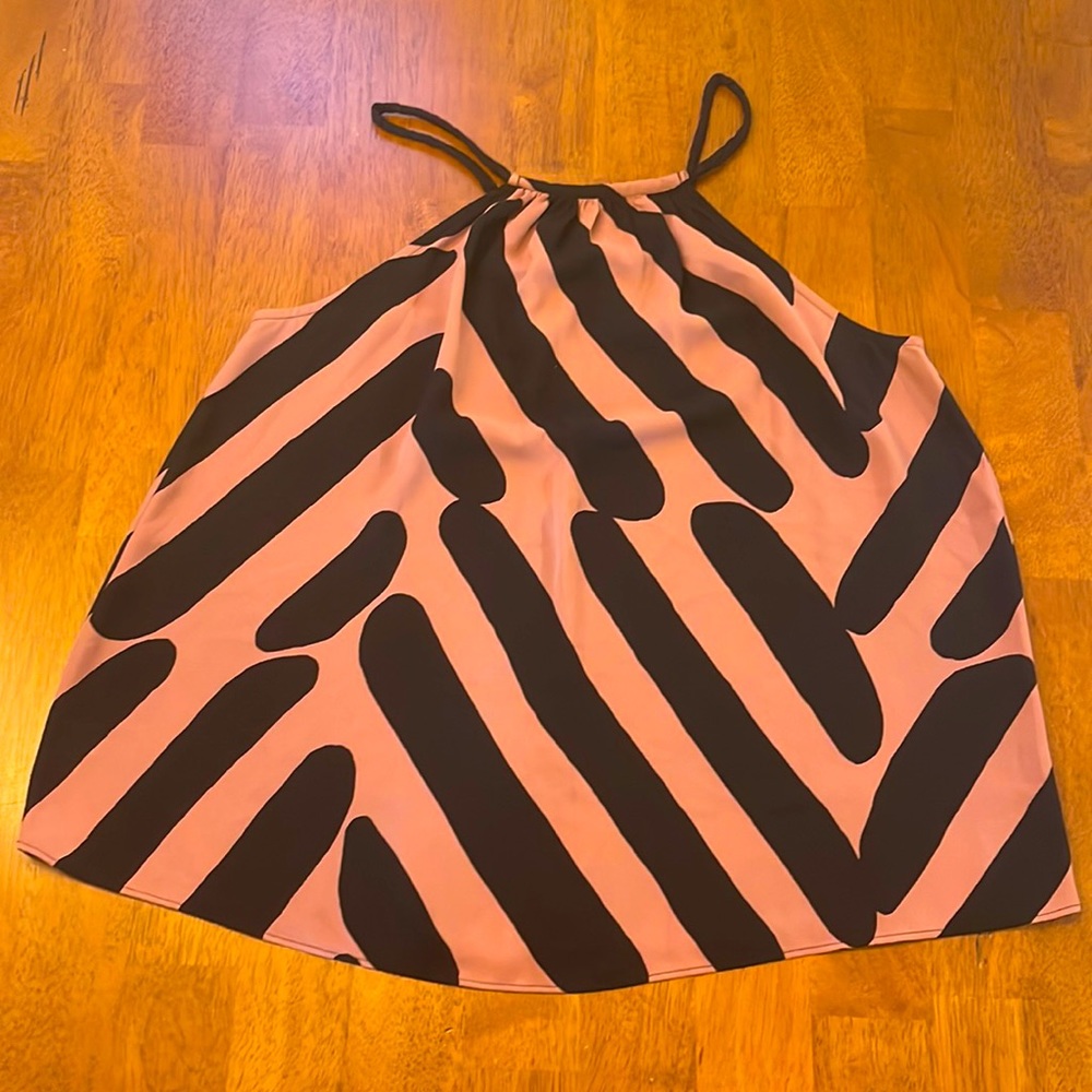LOFT (M) - Halter Tank Blouse - Tan & Black Pattern